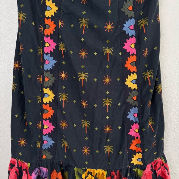 Anthropologie Farm Rio embroidered strapless black folklore maxi dress 1X - Picture 4 of 12